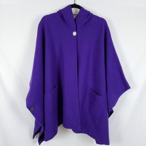 Geiger Boiled Wool Cape Womens L Purple Hooded NWT Pockets Merino